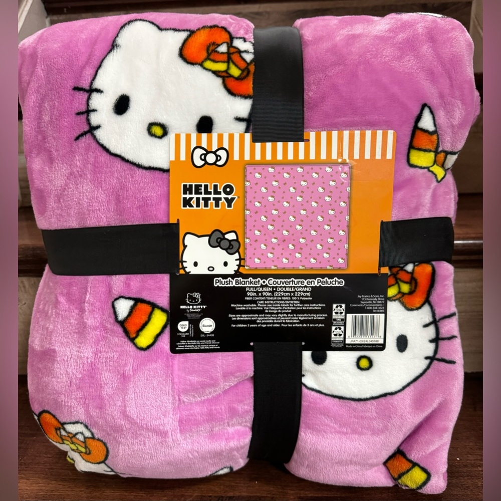 Cute 🥰 Hello Kitty Pink Plush Blanket Full/Queen Size 90in x90in - NEW
